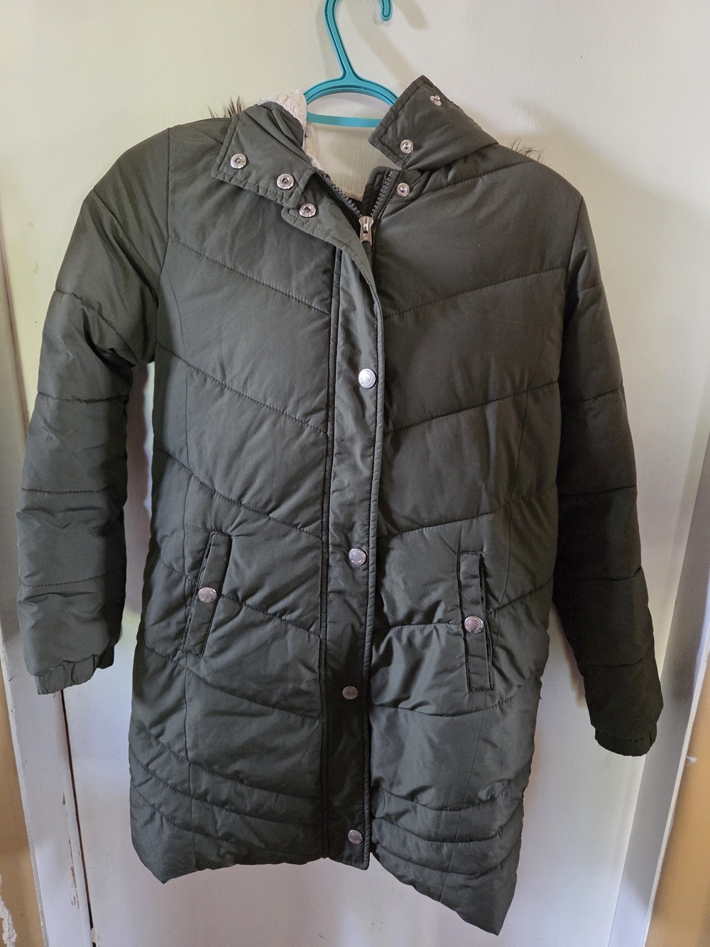 abercrombie kids Olive Green Long Puffer Coat